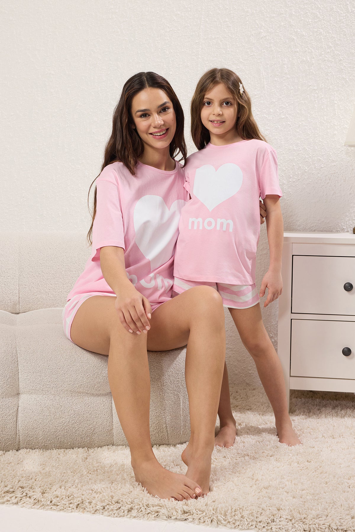 Girls' Pink Cotton Mini Me T-Shirt & Shorts Pyjama Set
