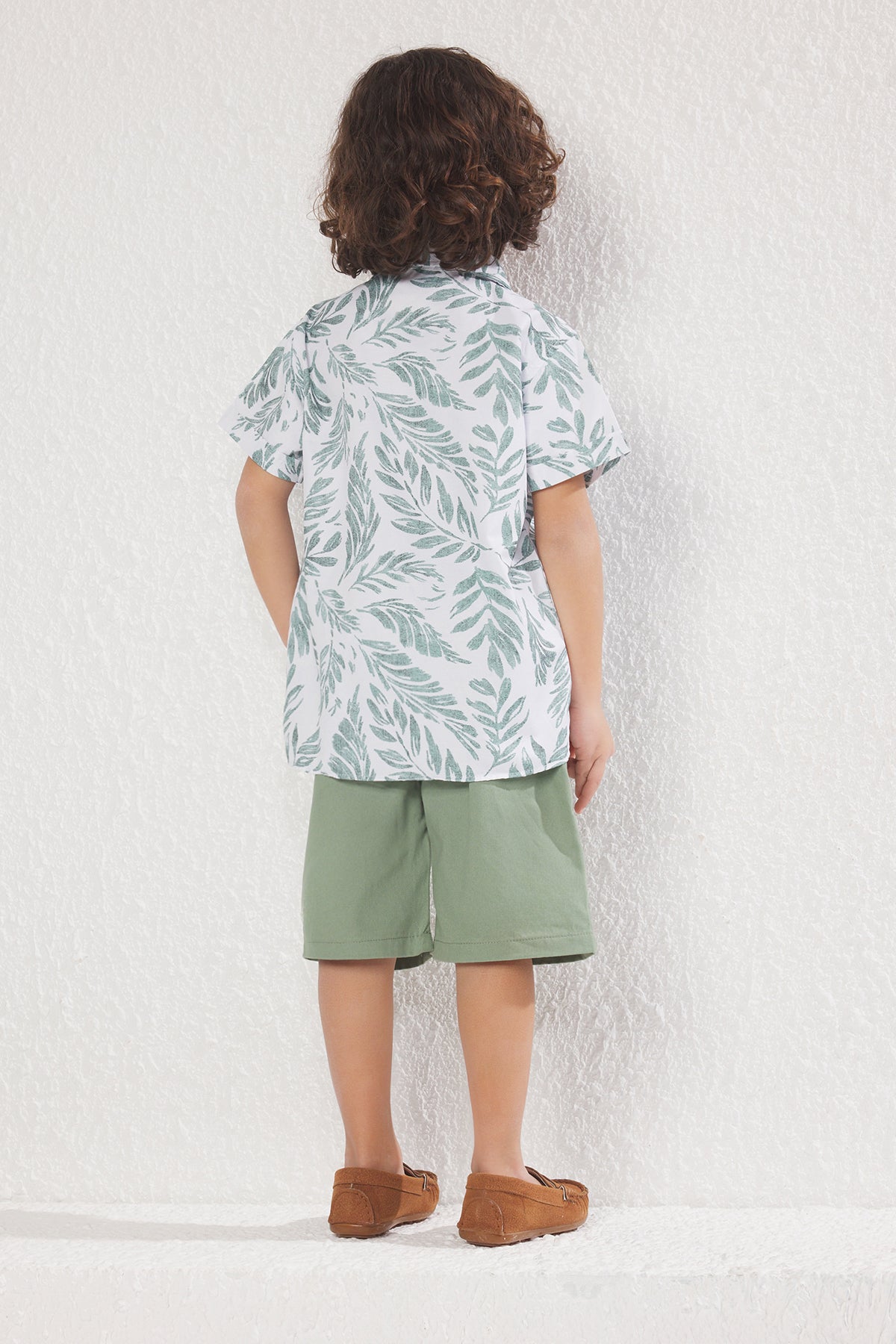 Boys' Tropical-Print Cotton Shirt & Shorts Set
