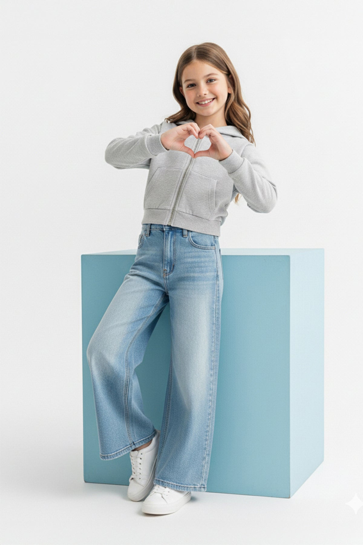 Girls' Cropped Hooded Zip Cardigan