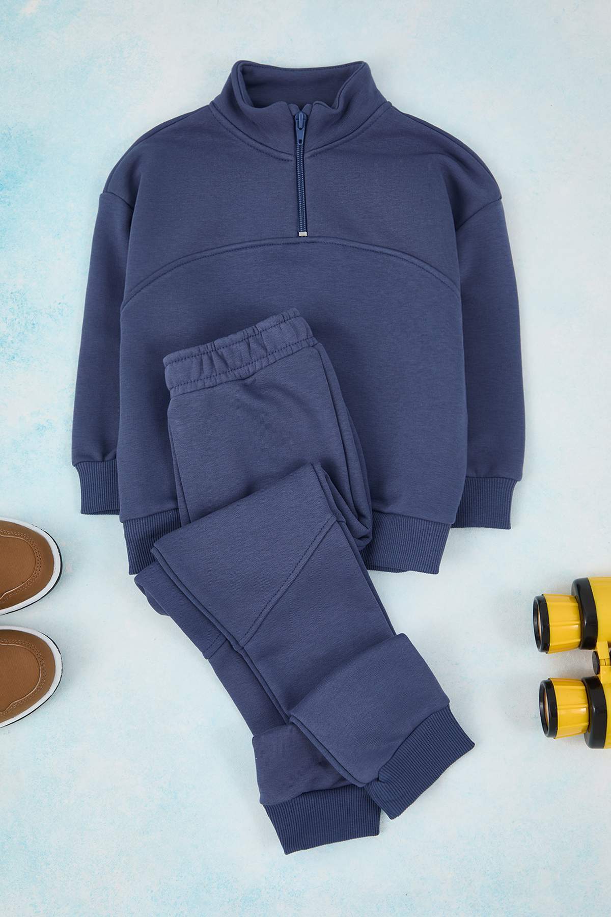 Kids' Cotton High-Neck Oversized Two-Piece Set