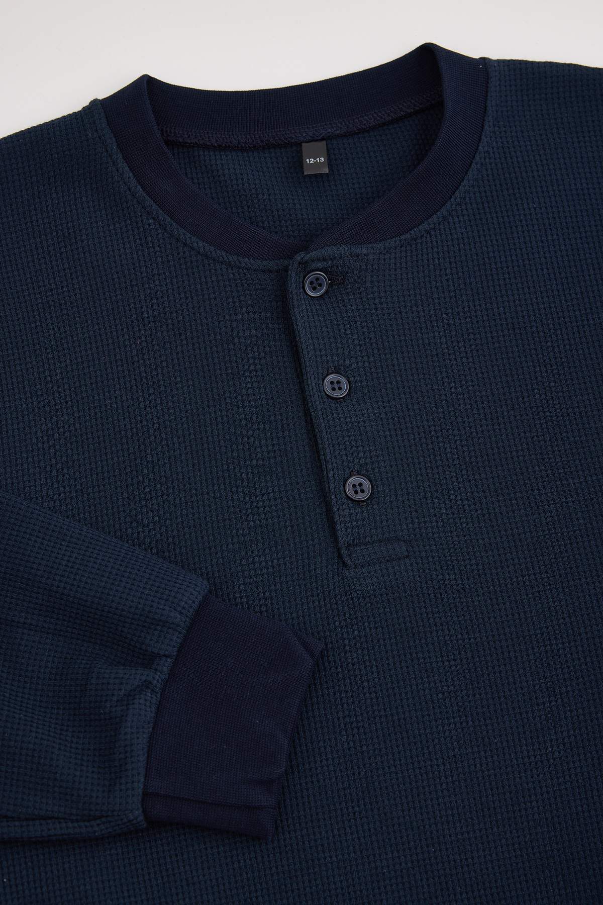 Boys' Navy Textured Henley Pyjama Set