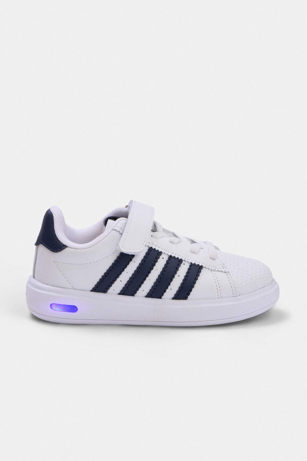 Kids' White Striped Sneakers