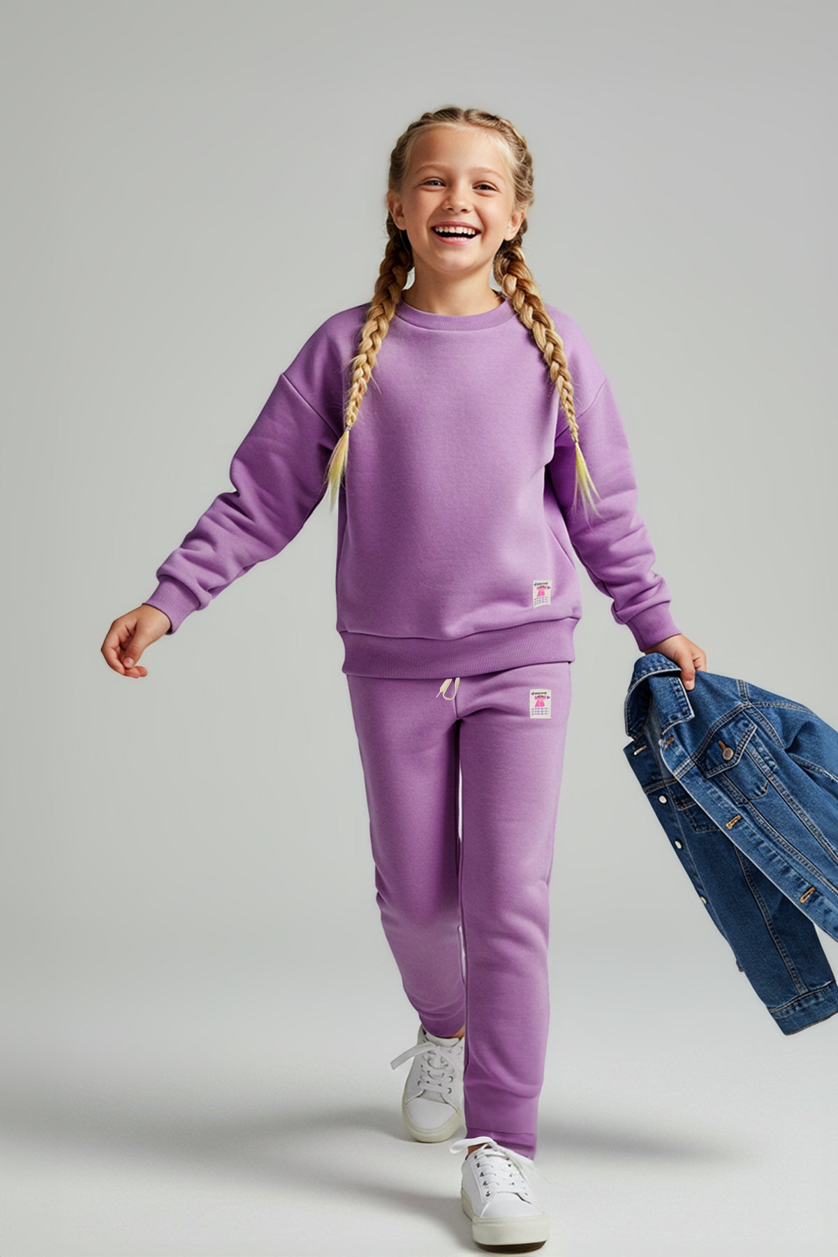 Girls' Green Basic Sweatshirt & Jogger Set