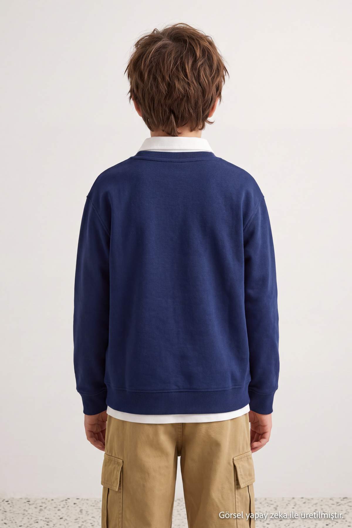 Boys' Navy Varsity-Print Sweatshirt