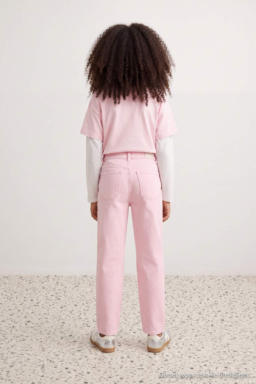 Girls' Pink Wide-Leg Jeans