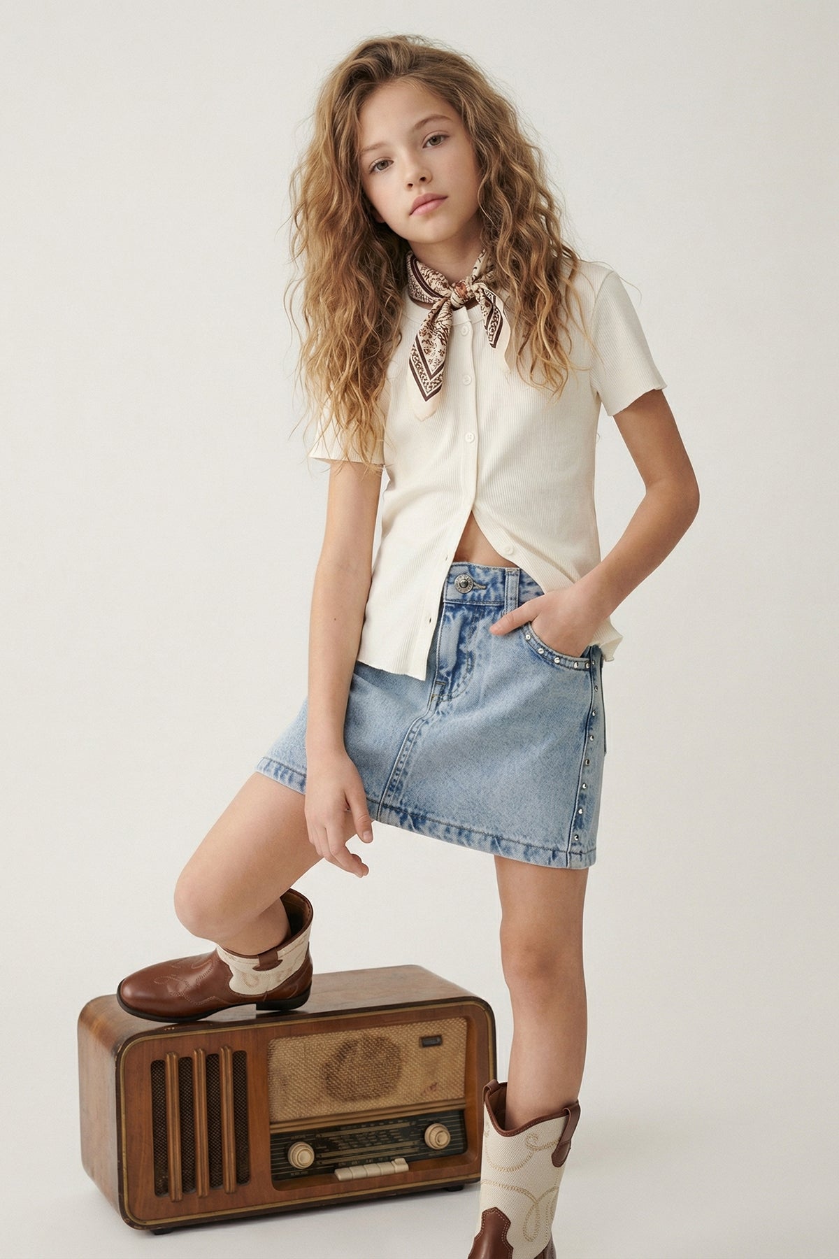 Girls' Blue Denim Mini Skirt