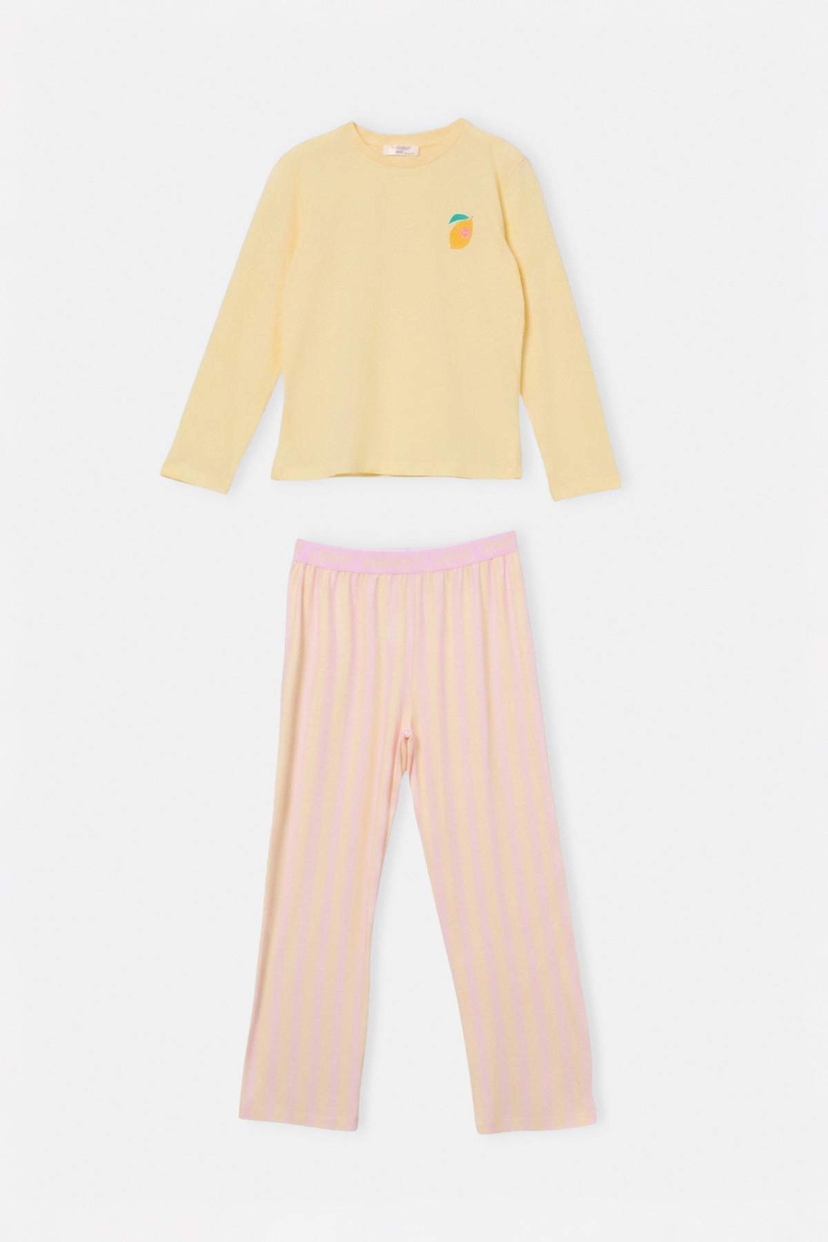 Girls' Yellow Printed Pyjama Set