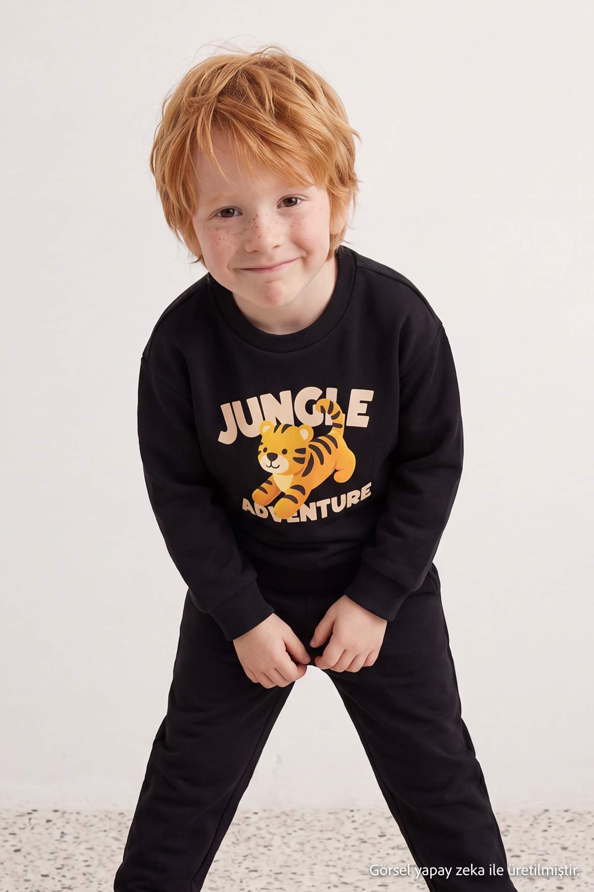 Boys' Black Tiger-Print Sweatshirt & Jogger Set