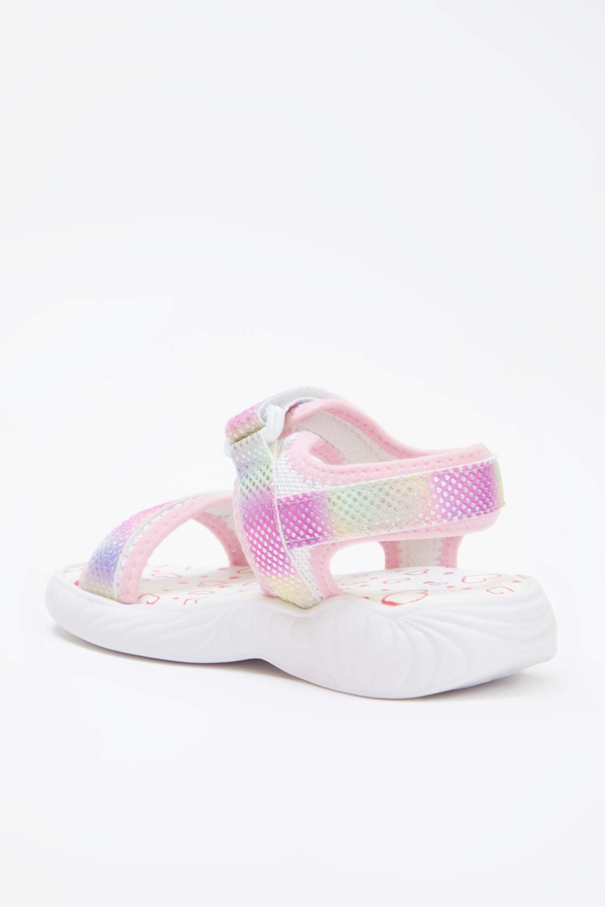 Girls' Pink Colour-Block Light-Up Sport Sandals