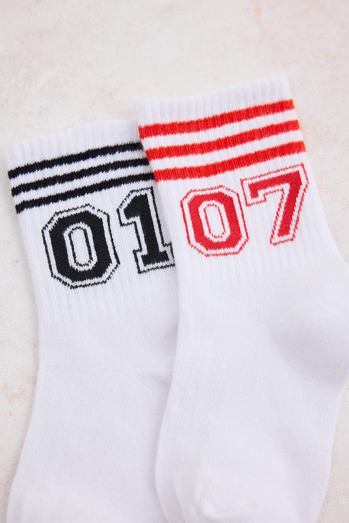 Kids' White Number Stripe Socks 2-Pack