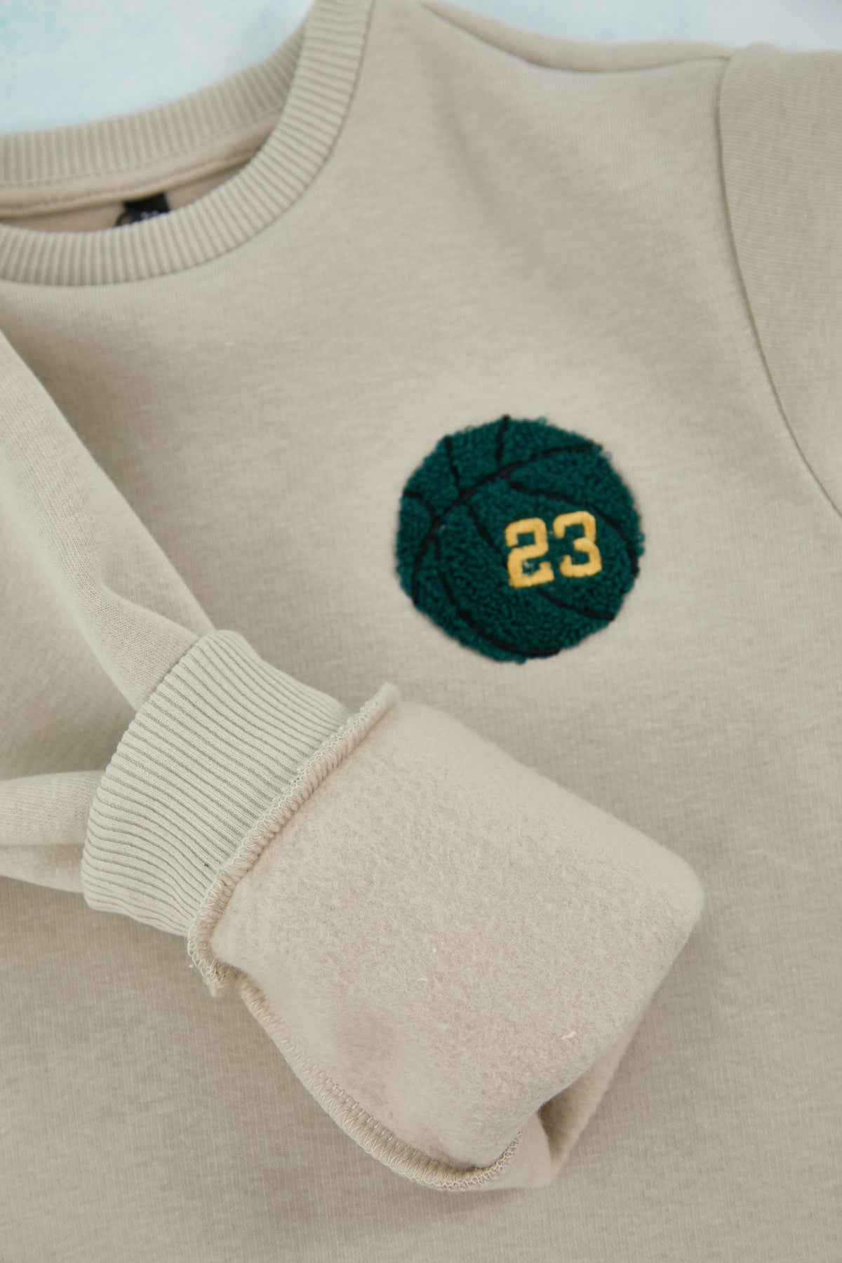 Boys' Beige Fleece-Lined Sweatshirt & Jogger Set