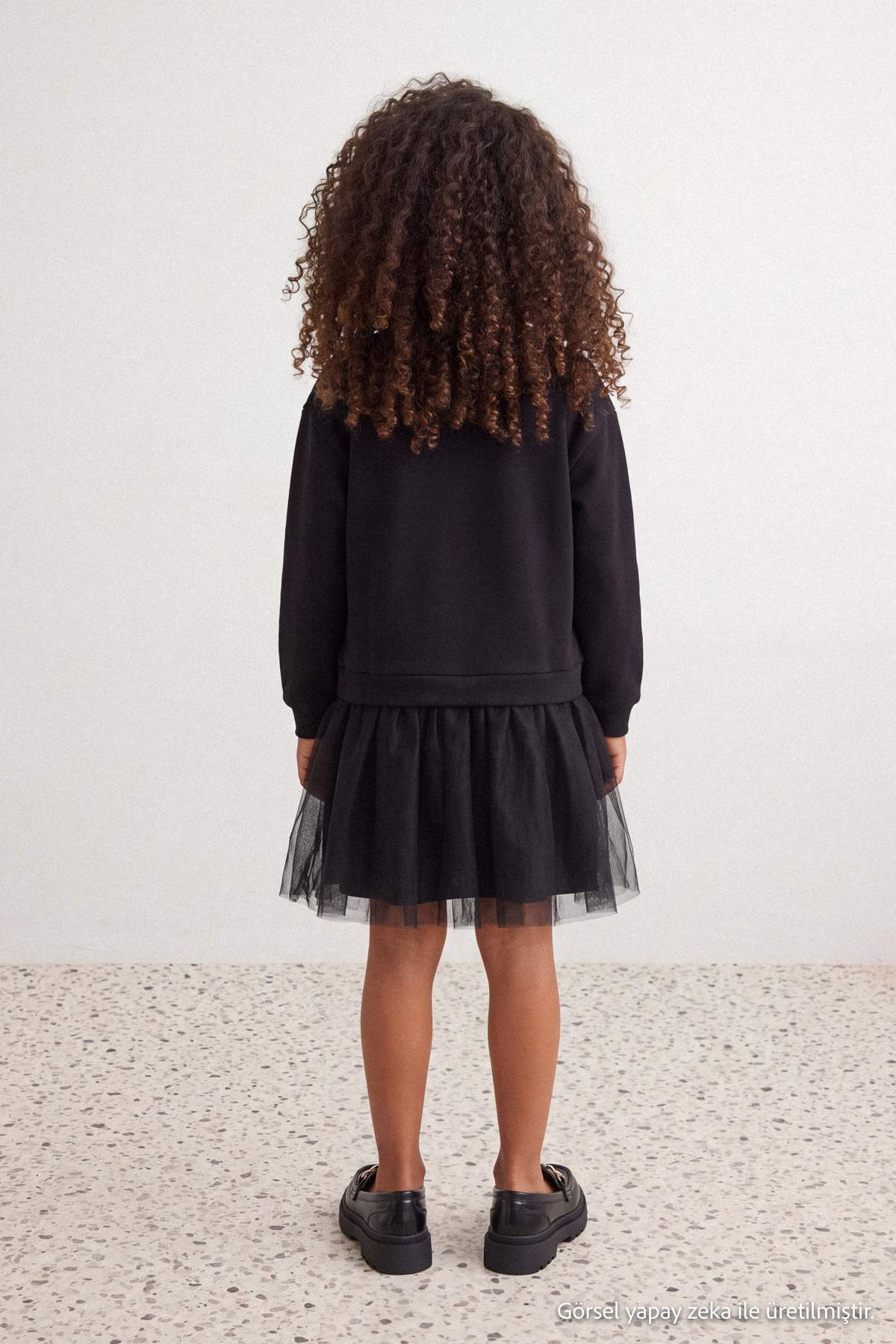 Girls' Printed Cotton Crew-Neck Jersey Dress