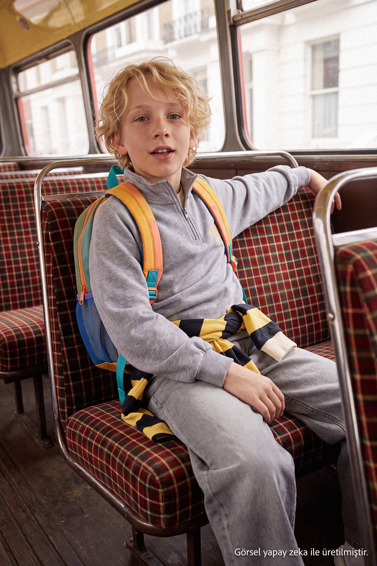 Boys' Embroidered Half-Zip Thick Sweatshirt