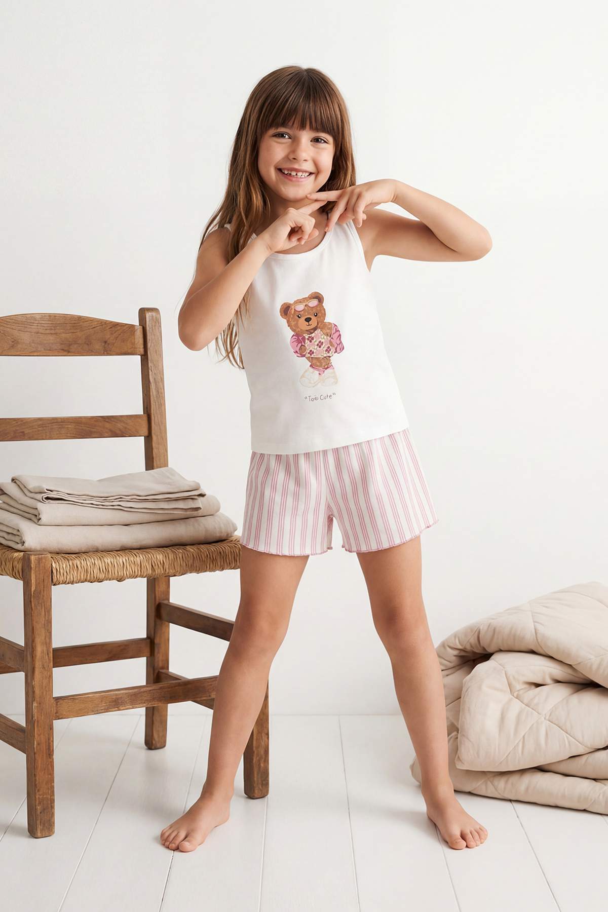 Girls' Strawberry-Print Pyjama Set
