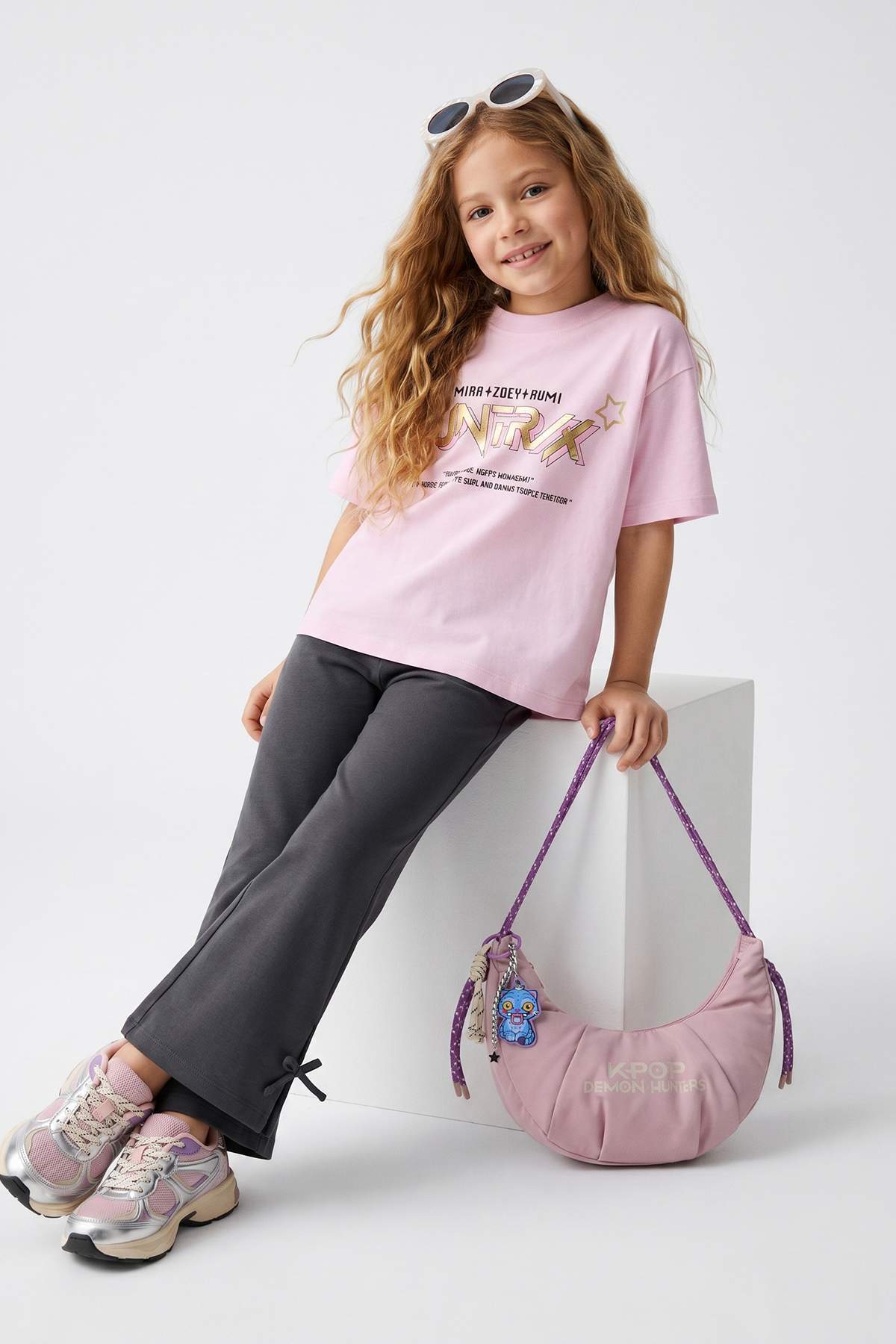 Girls' Navy Ribbon-Detail Knit Trousers