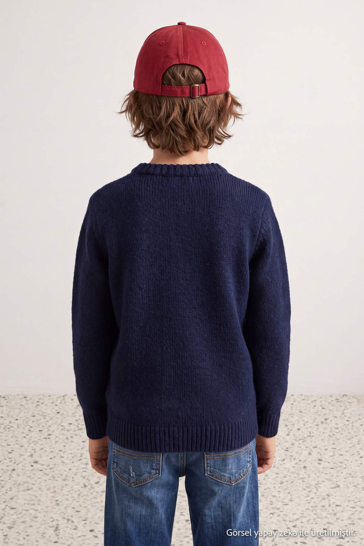 Boys' Navy Argyle Crew-Neck Knit Jumper