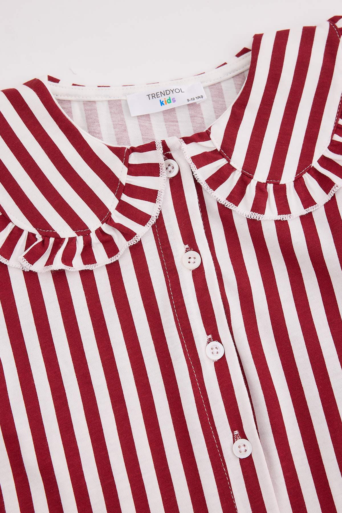 Girls' Burgundy Striped Bow Pyjama Set