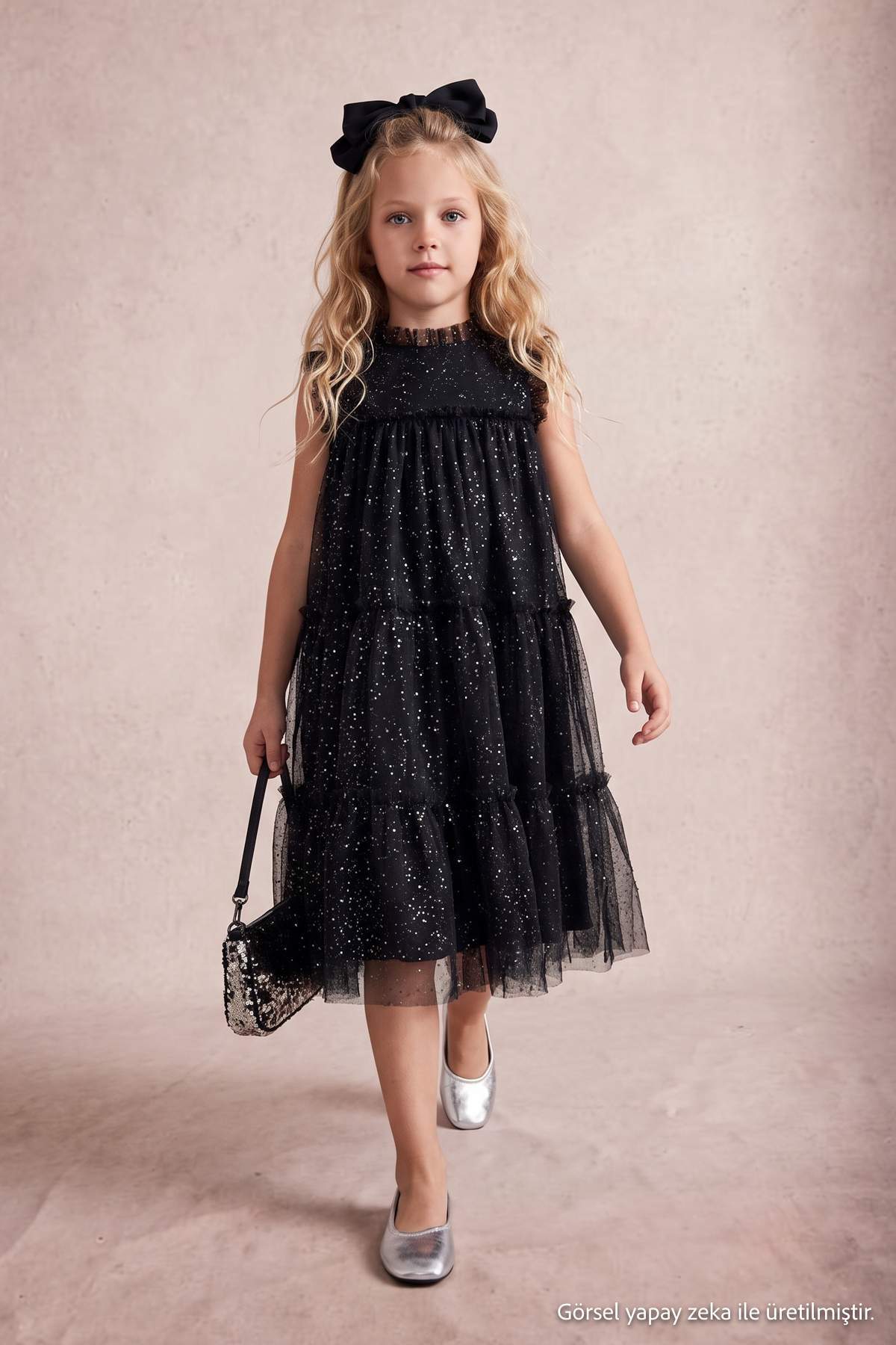 Girls' Black Glitter Tutu Dress