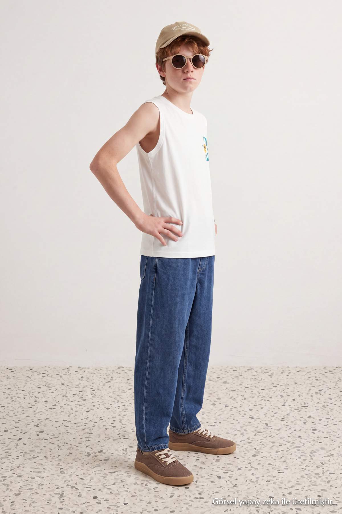 Boys' Dark Blue Cotton Balloon-Fit Jeans