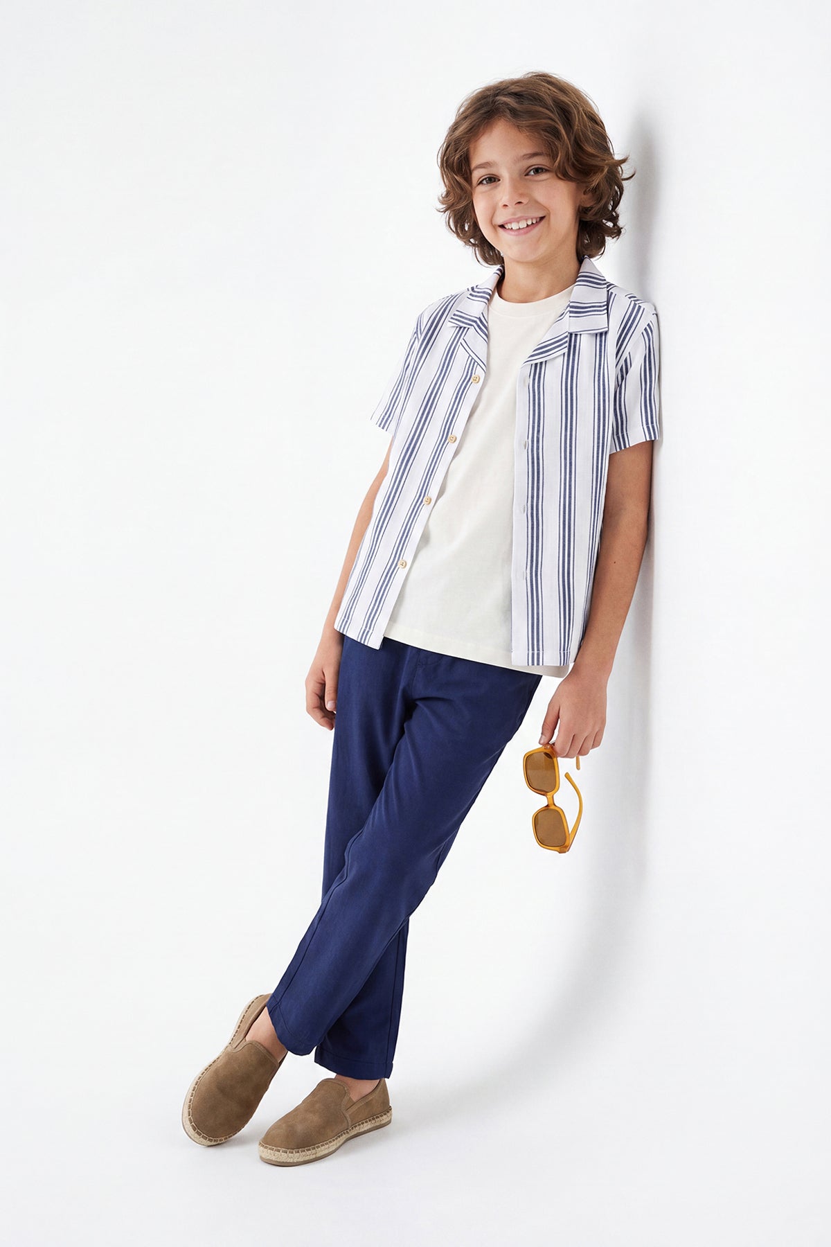Boys' Stone Shirt, T-Shirt & Trousers 3-Piece Cotton Set