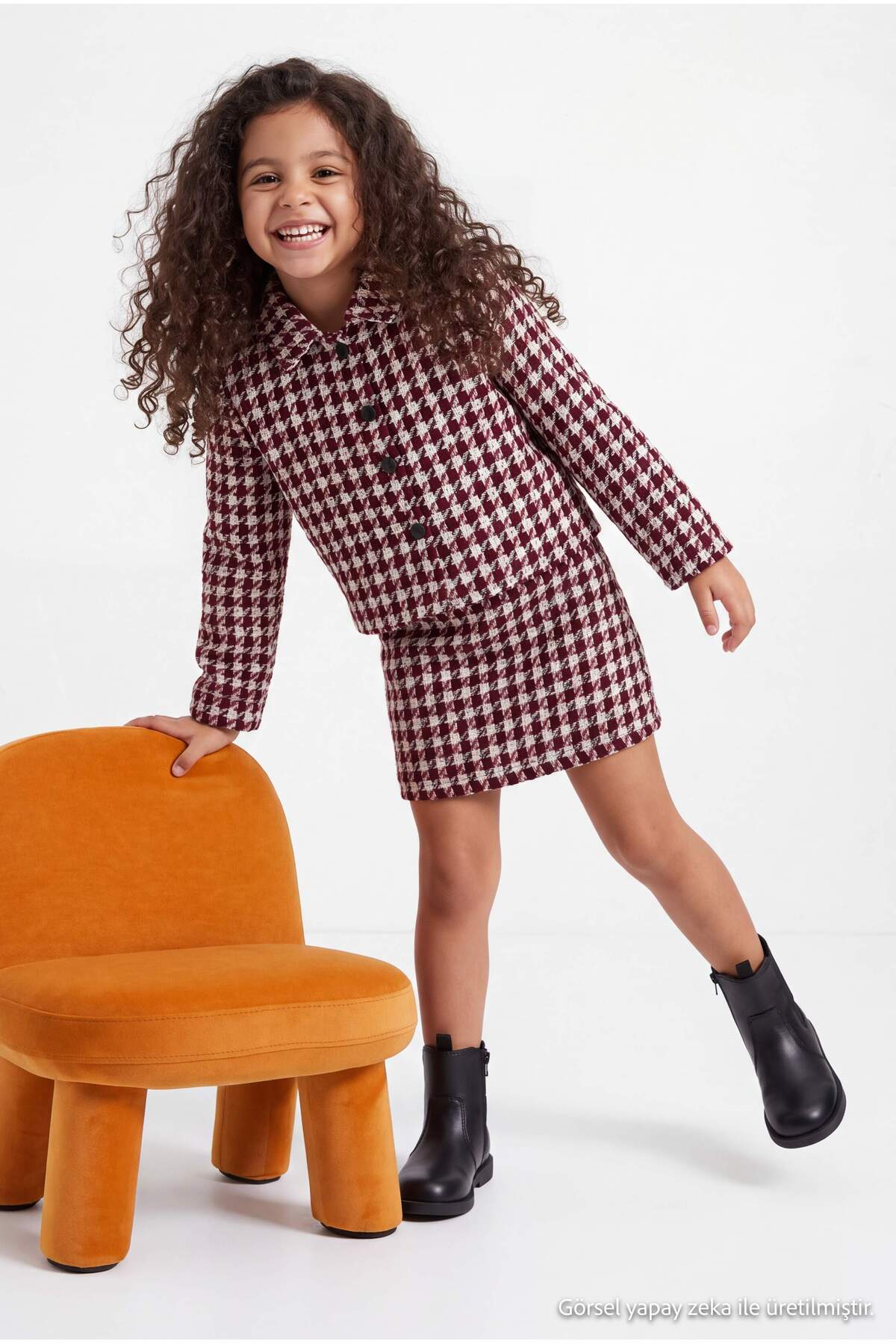 Girls' Red Plain Mini Skirt