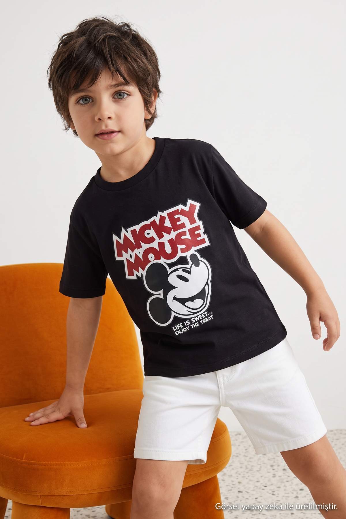 Boys' Black Mickey Mouse T-Shirt