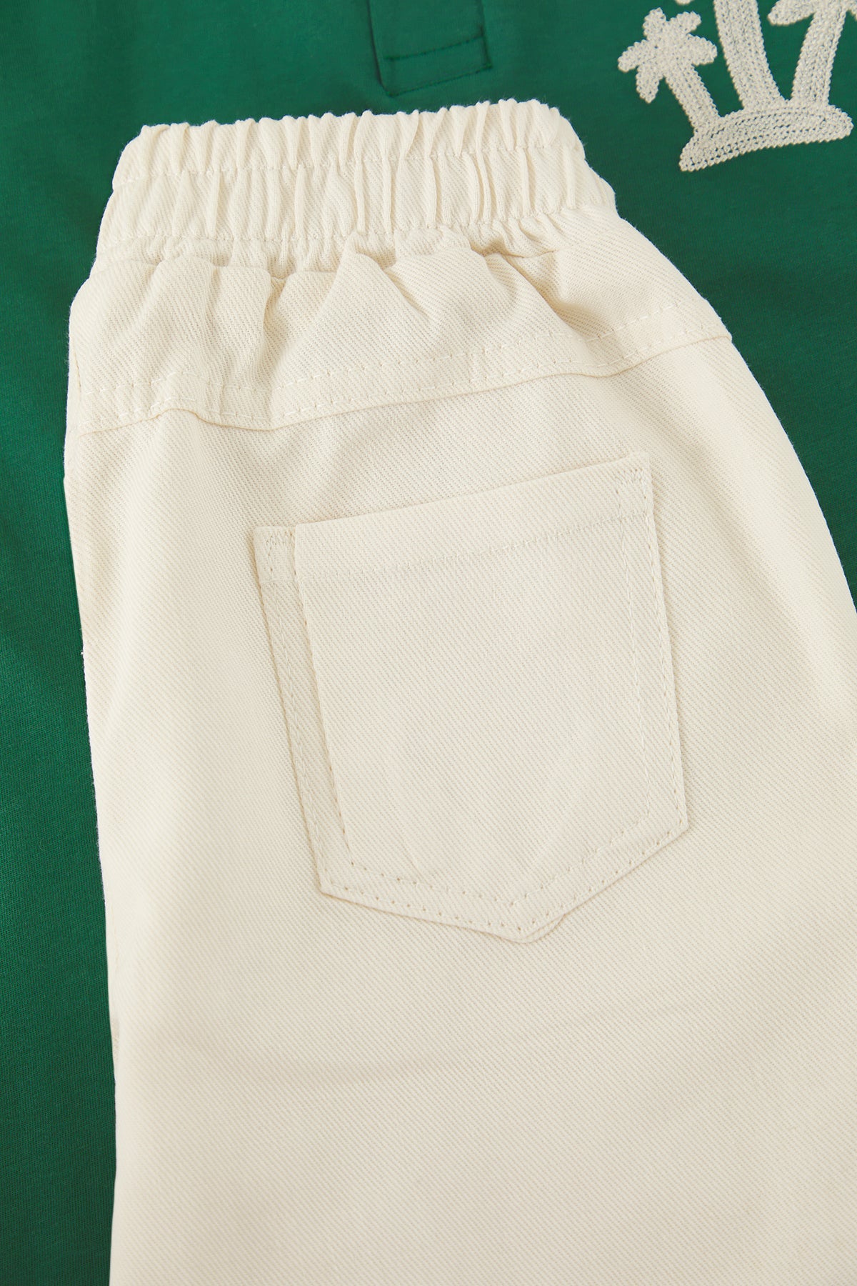 Boys' Green Embroidered Cotton Polo Short-Sleeve Set