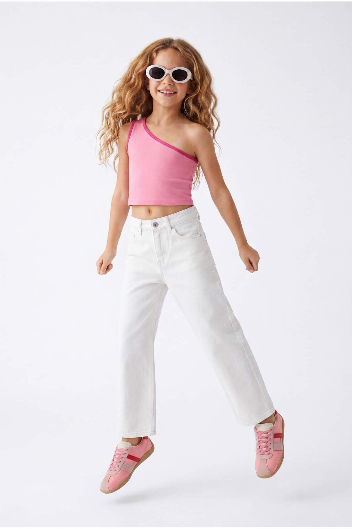Girls' White Star-Patch Flared Jeans