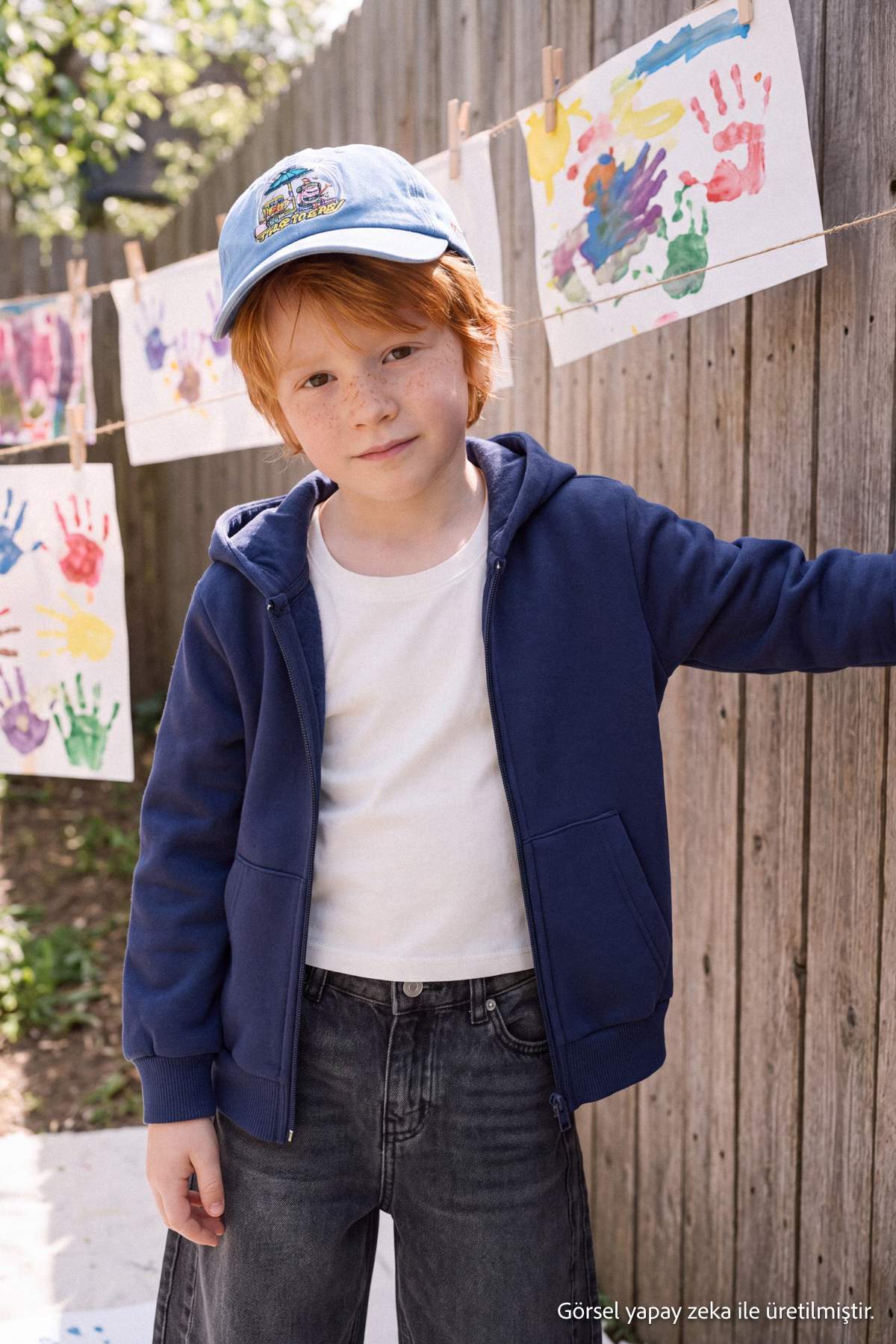 Boys' Navy Basic Cotton Zip-Up Sweatshirt
