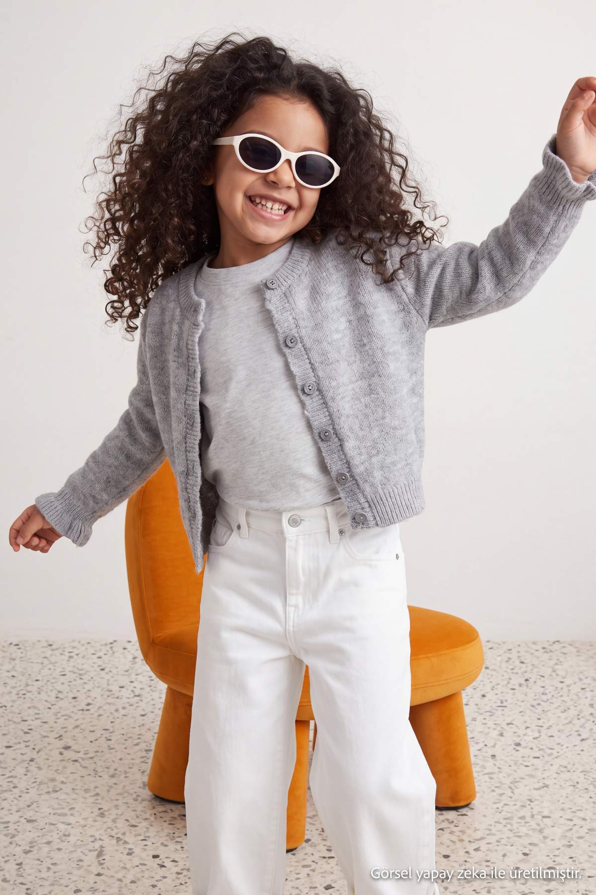 Girls' Ruffle-Detail Knit Cardigan