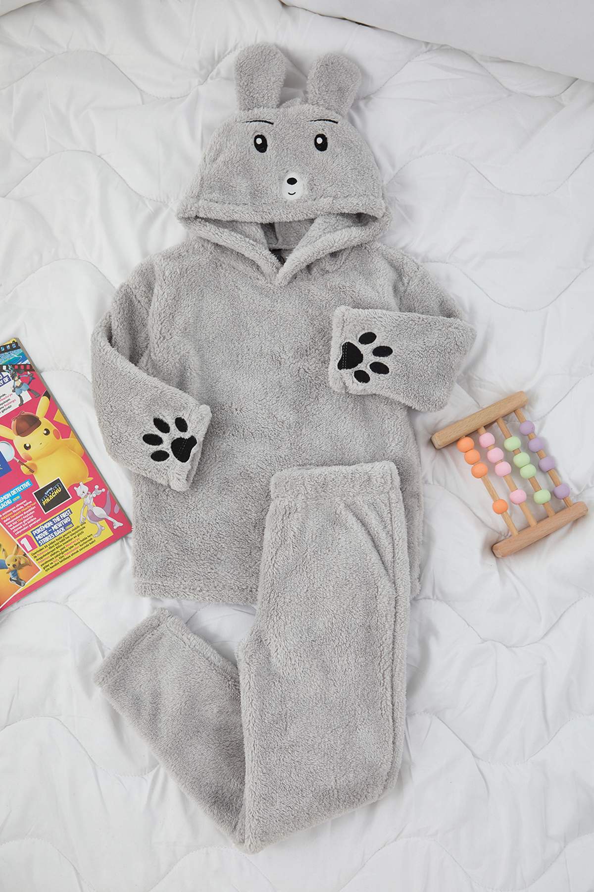 Kids' Grey Mini Me Plush Pyjama Set