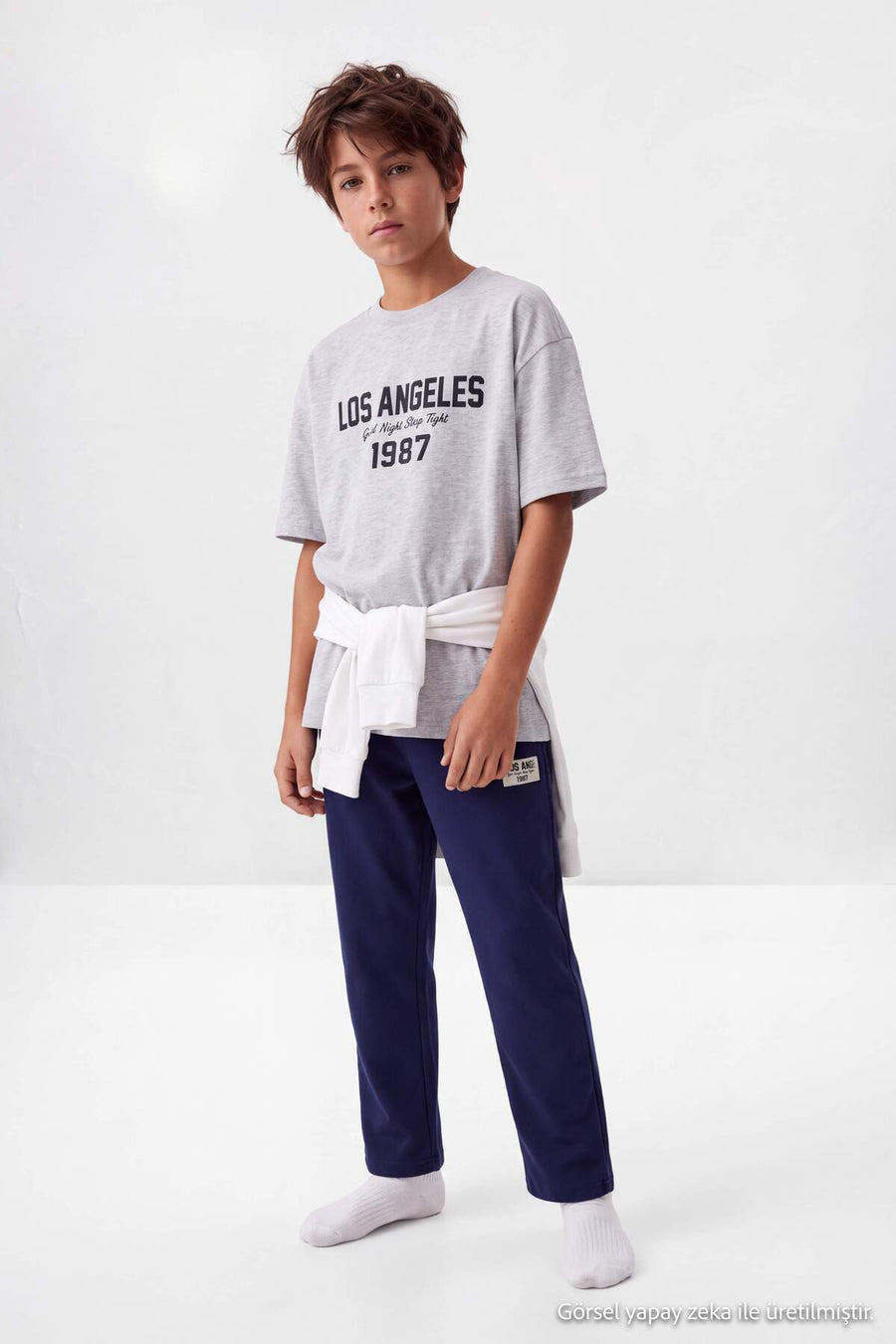 Boys' Grey Slogan T-Shirt & Navy Jogger Pyjama Set