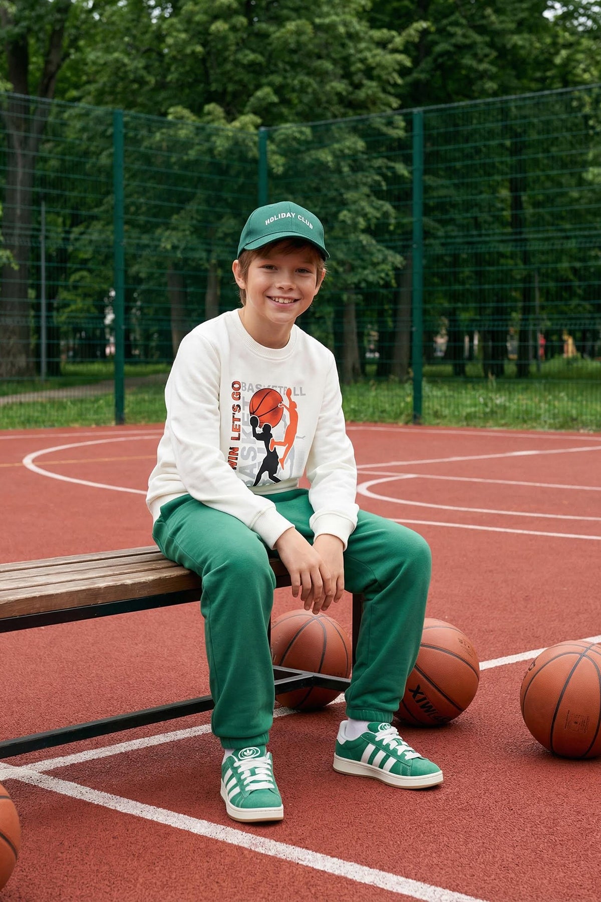 Boys' Ecru Slogan Cotton Sweatshirt