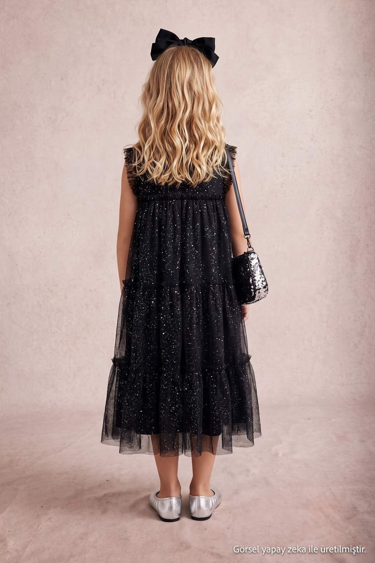 Girls' Black Glitter Tutu Dress