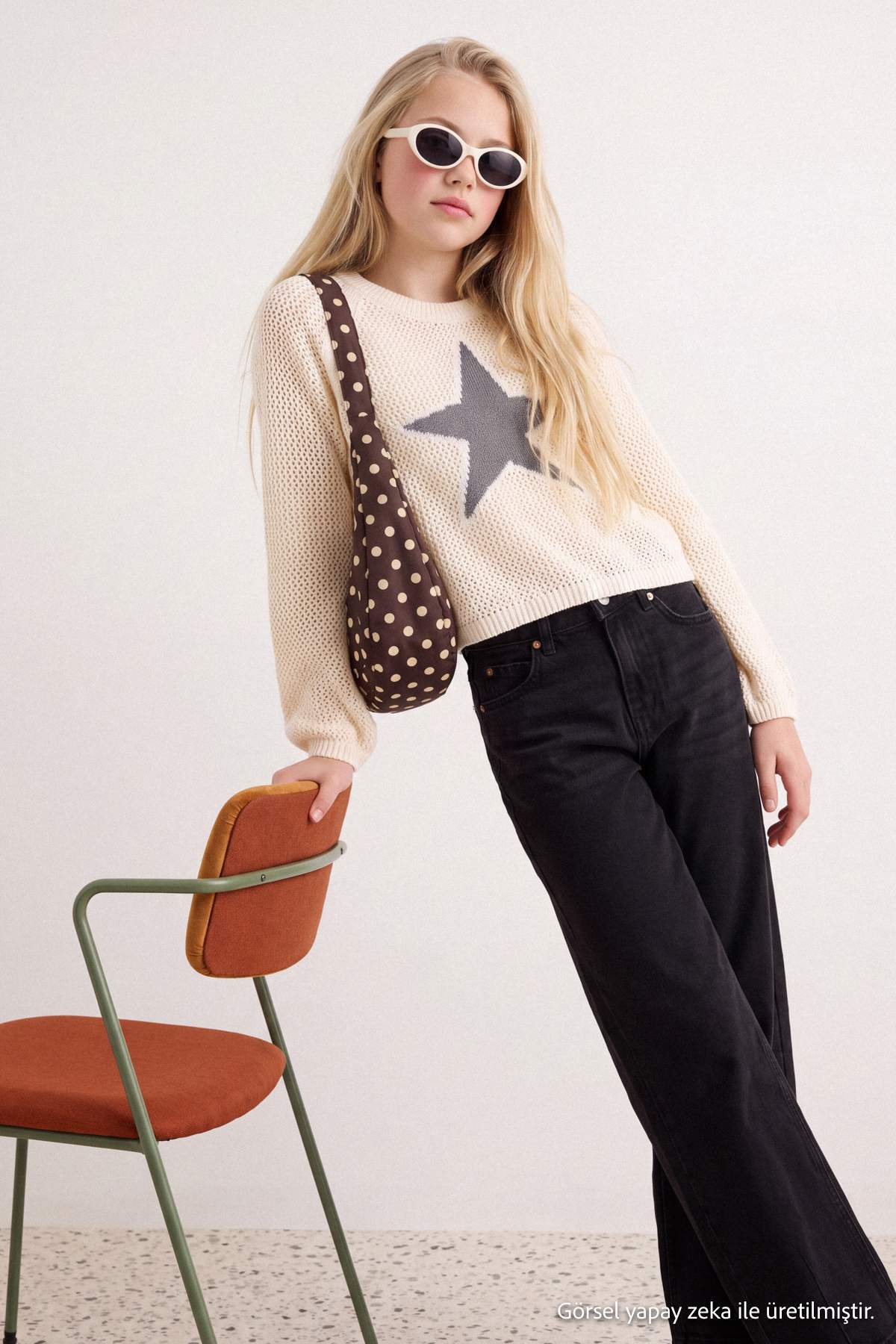 Girls' Soft Star-Pattern Knit Jumper