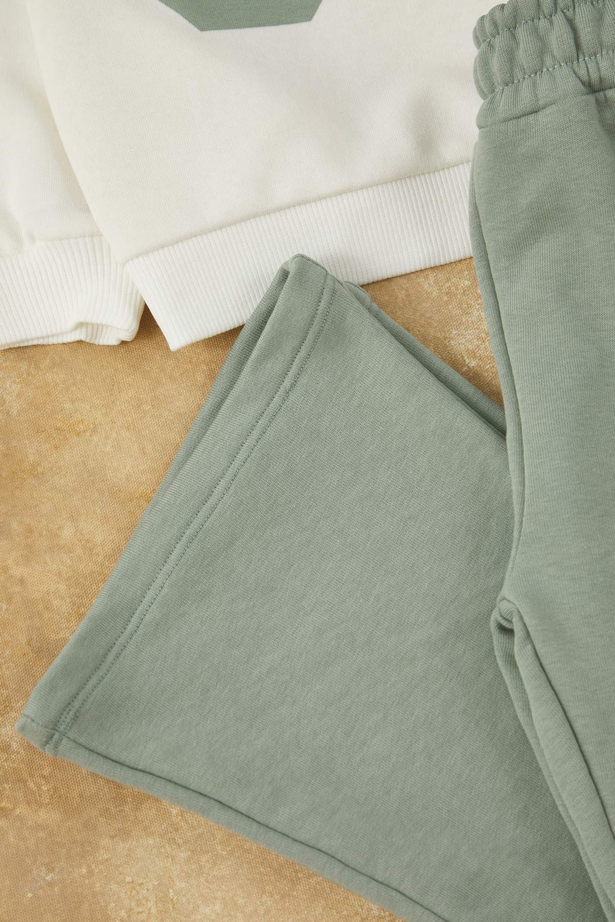 Girls' Mint Printed Oversized Cotton Two-Piece Set