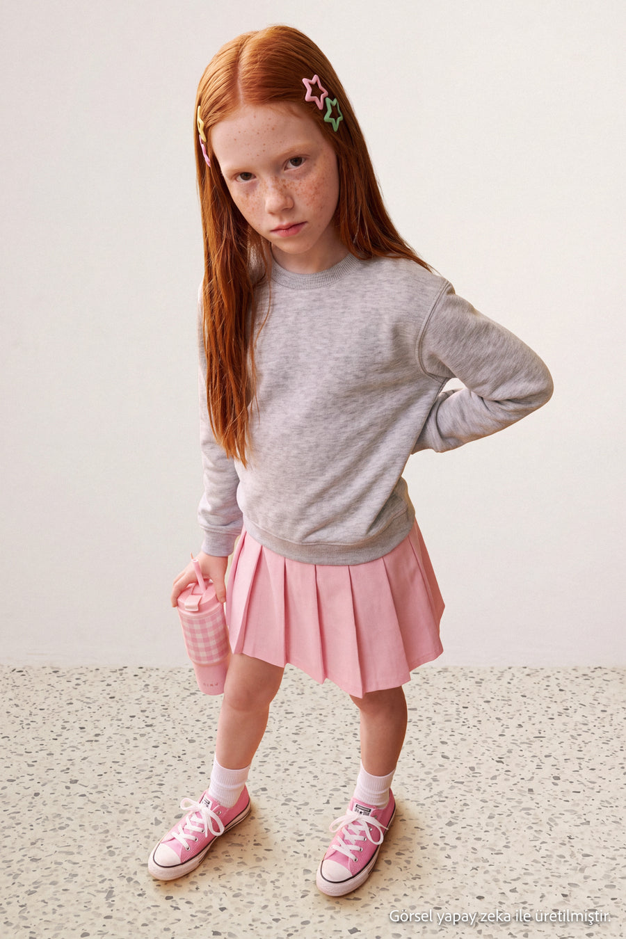 Girls' Basic Cotton Fleece-Lined Sweatshirt