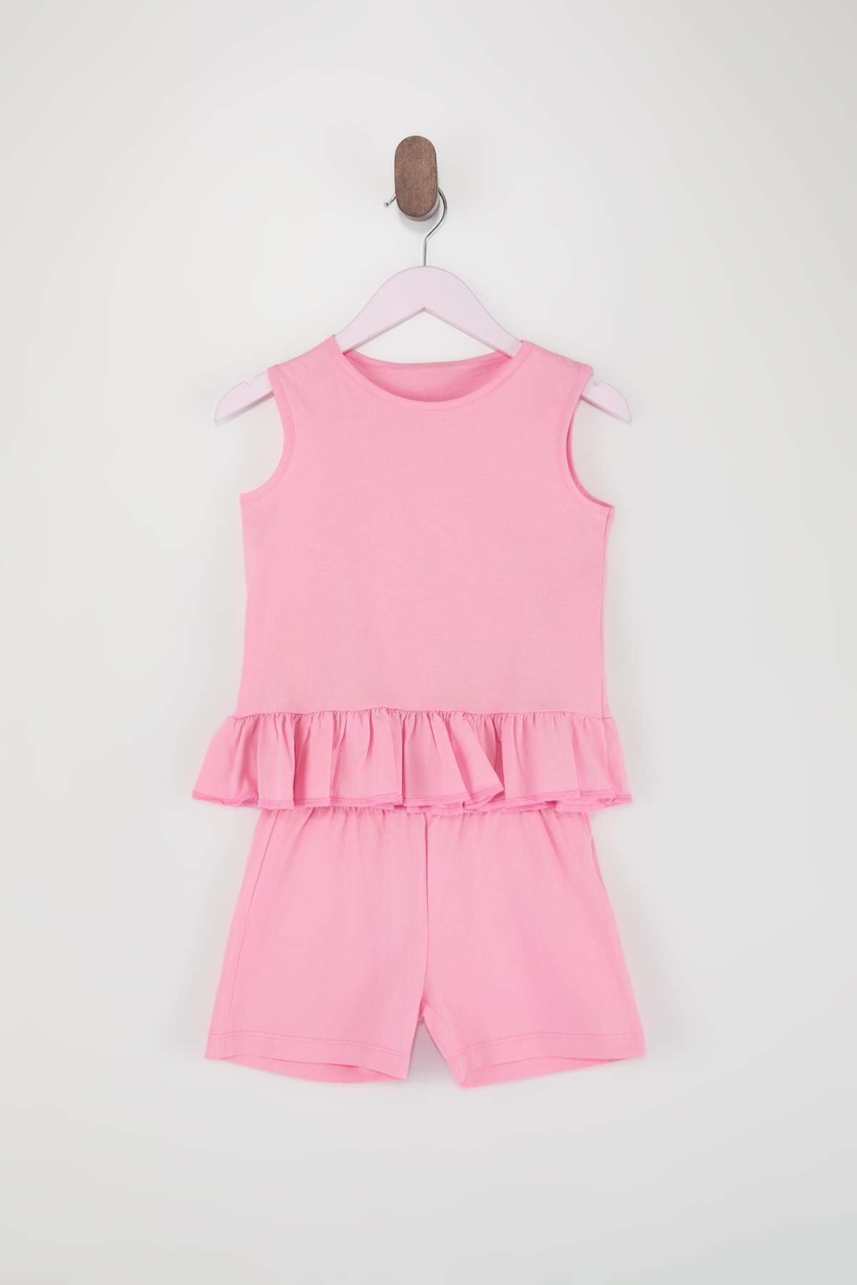 Girls' Cotton Ruffle Sleeveless Two-Piece Set