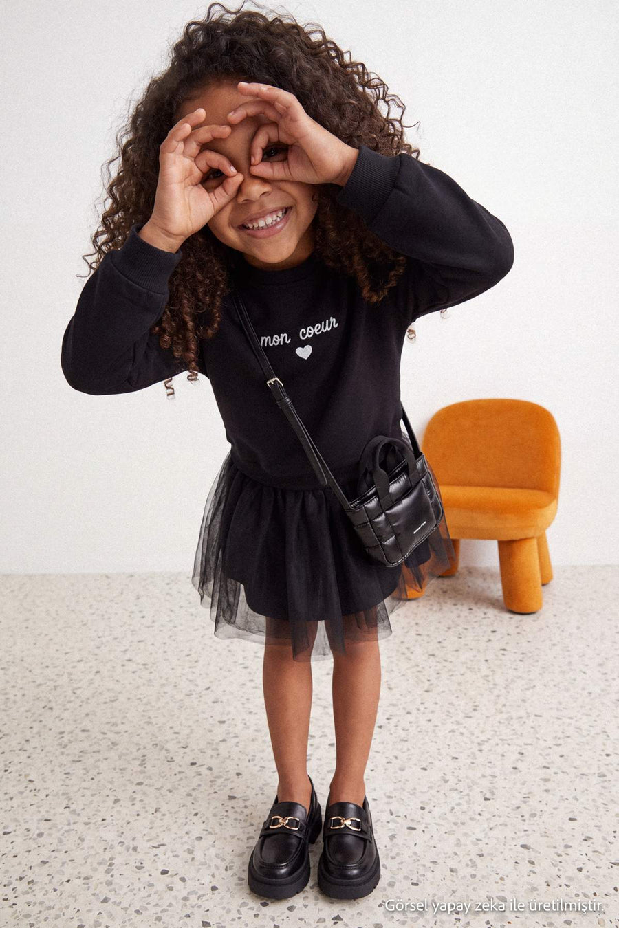 Girls' Printed Cotton Crew-Neck Jersey Dress