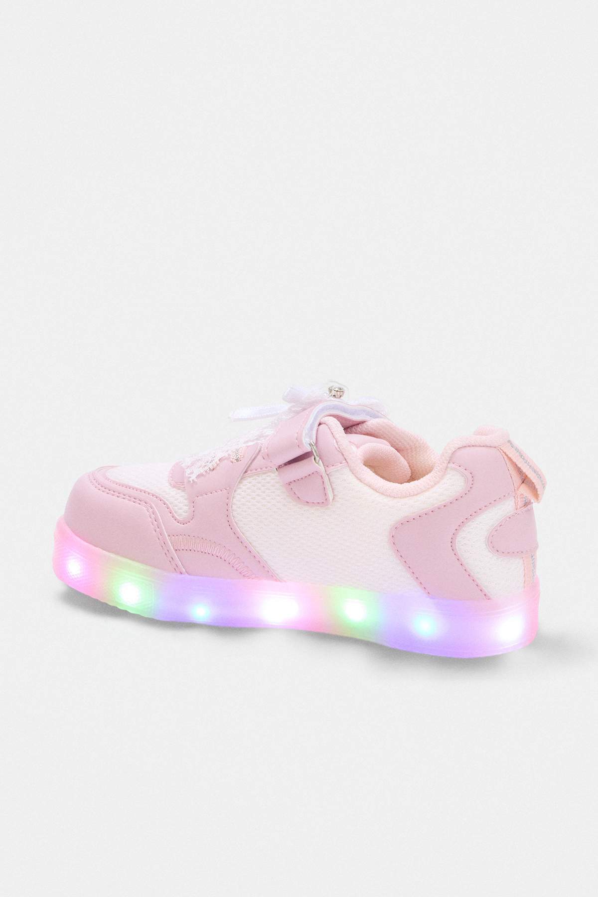 Girls' Pink Light-Up Sole Sneakers