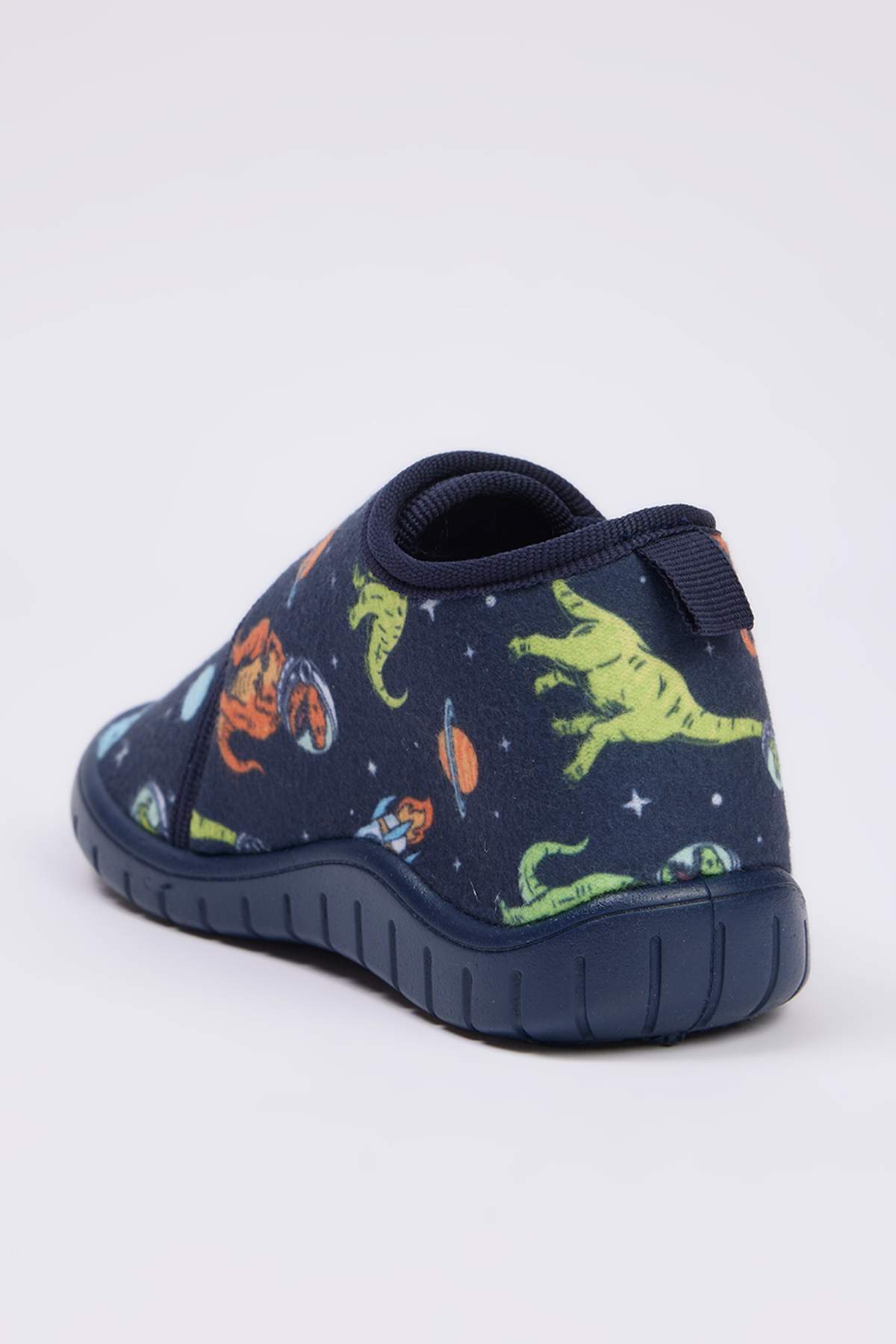 Boys' Navy Dinosaur-Print House Slippers