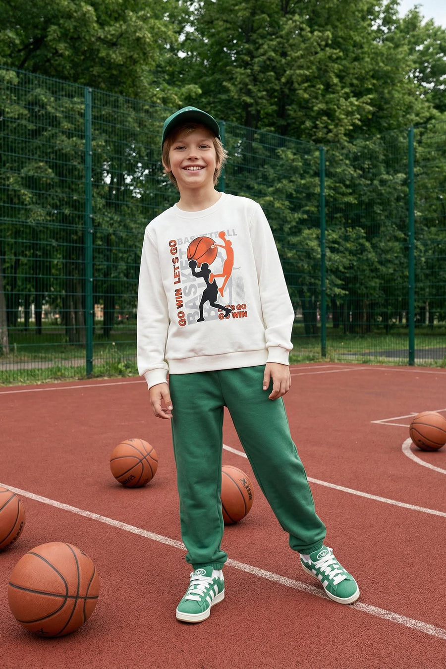 Boys' Ecru Slogan Cotton Sweatshirt