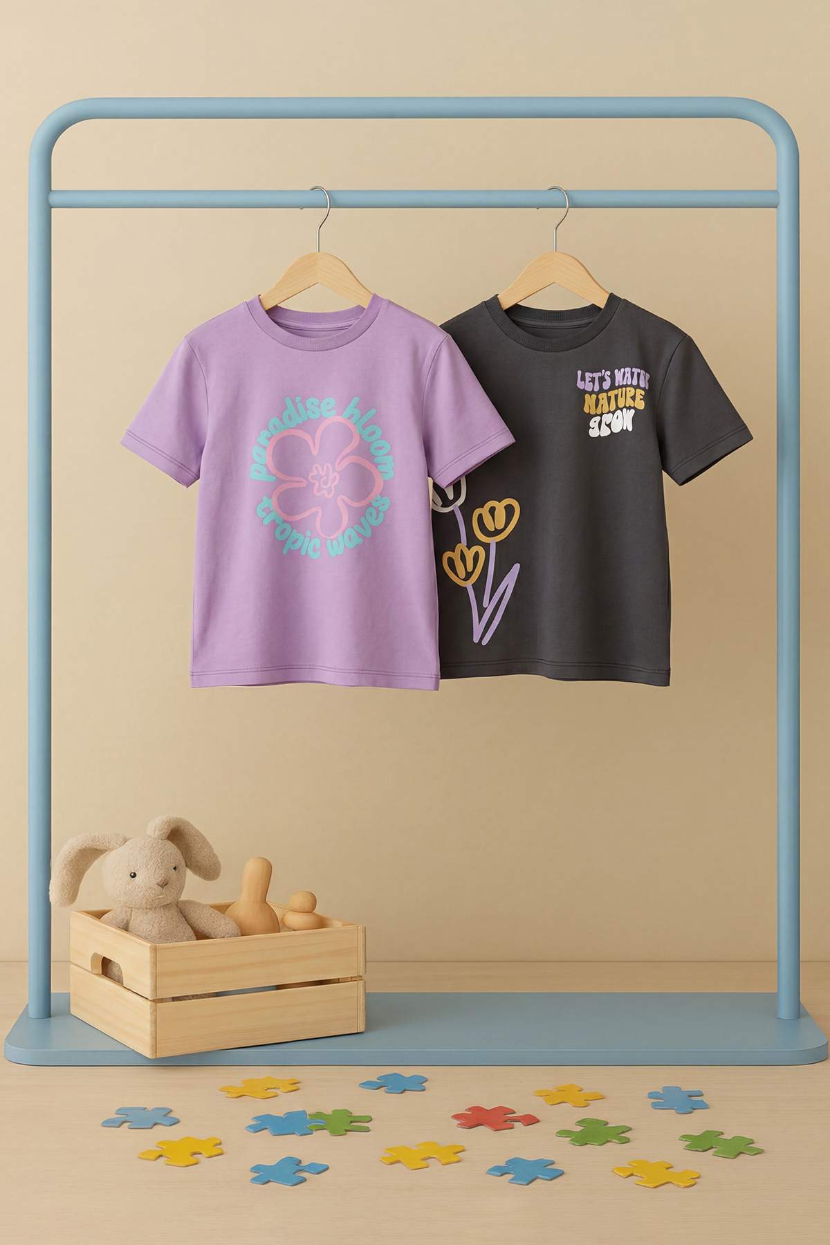 Girls' Lilac & Charcoal T-Shirt 2-Pack