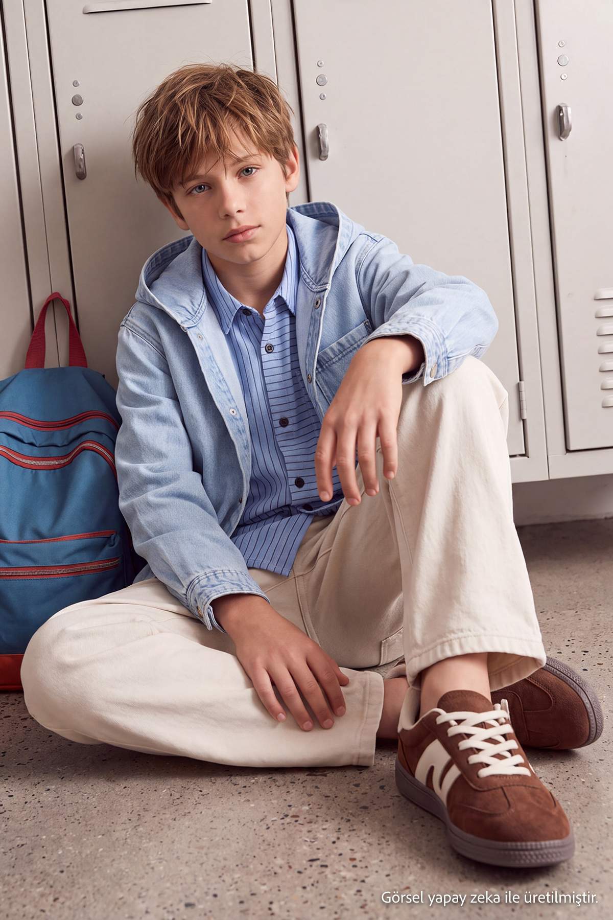 Kids' Brown Suede Retro Sneakers