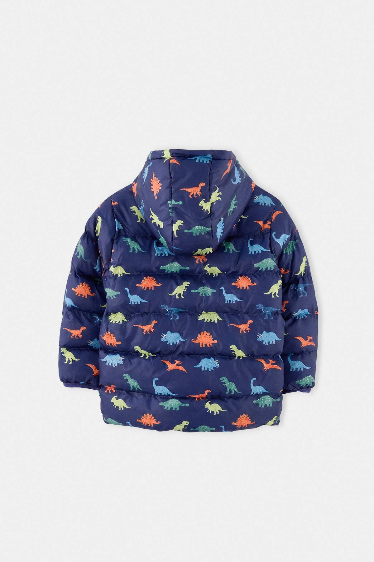 Boys' Navy Dinosaur-Print Fleece-Lined Hooded Puffer Coat