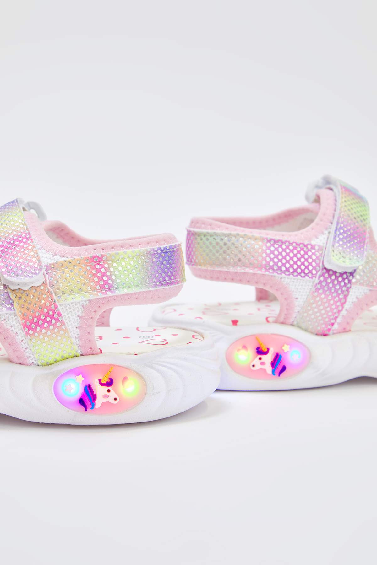 Girls' Pink Colour-Block Light-Up Sport Sandals