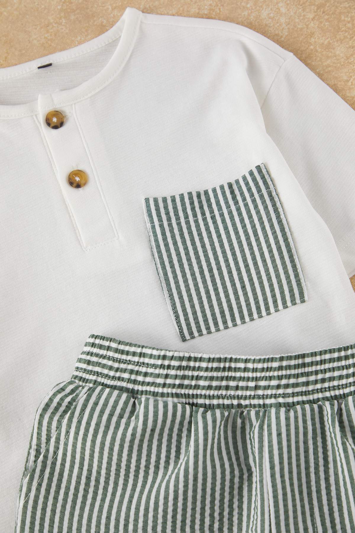 Boys' Stone Striped Pocket T-Shirt & Shorts Set