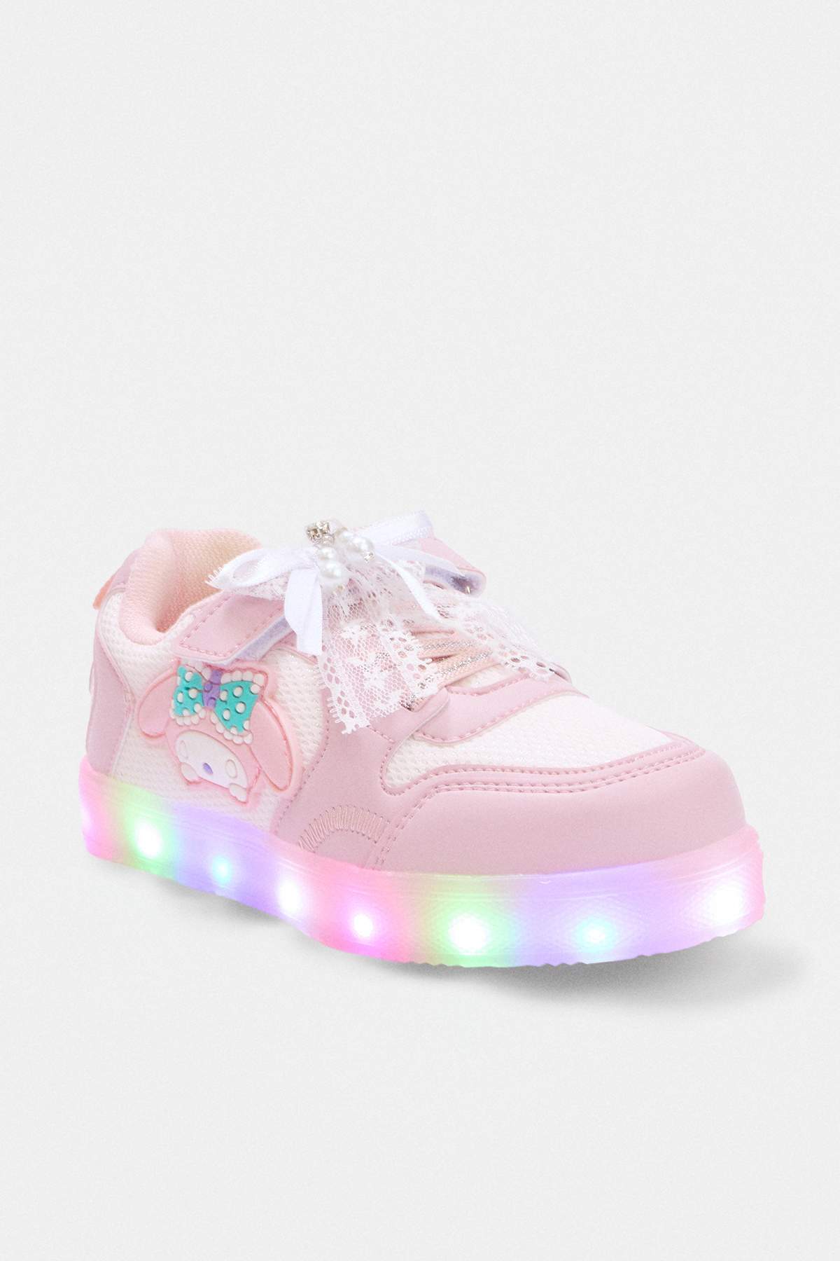 Girls' Pink Light-Up Sole Sneakers