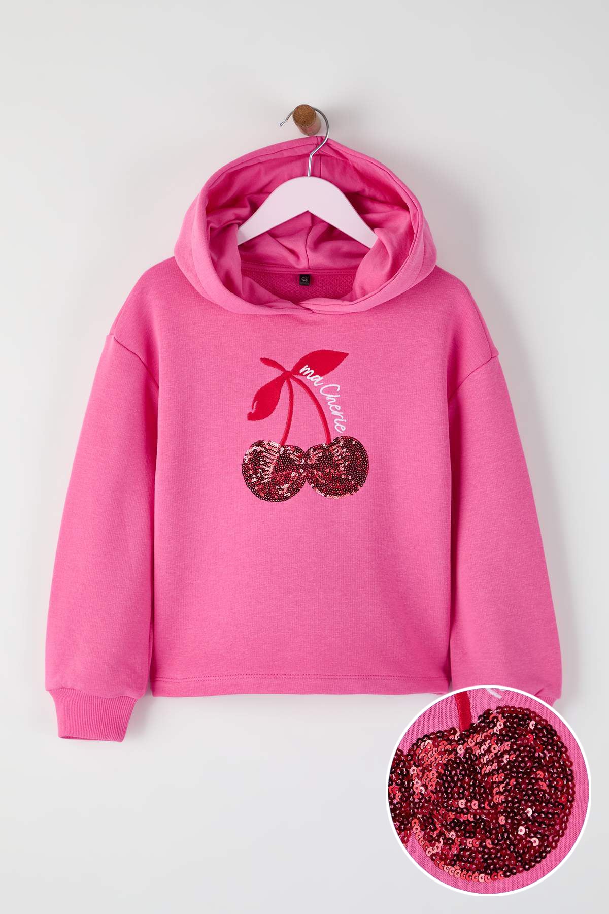 Girls' Pink Sequin-Print Thick Hoodie