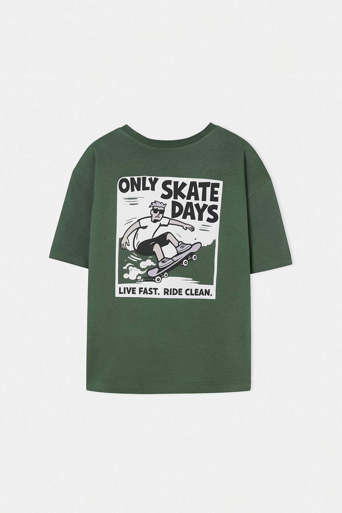 Boys' Green Plain T-Shirt